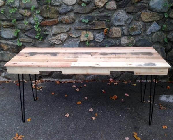 Reclaimed Pallet Wood Desk With Hairpin Legs