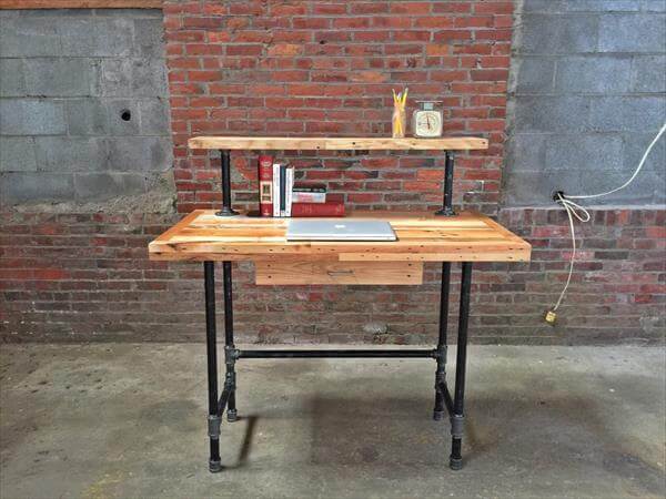 Pallet And Steel Pipe Stand Up Desk